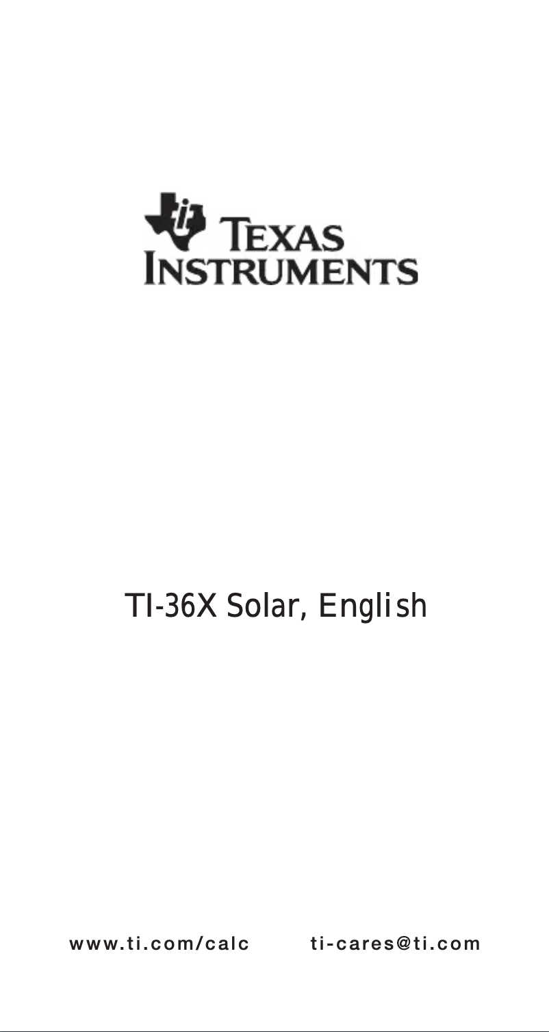 Page 1 de la notice Manuel utilisateur Texas Instruments TI-36X Solar