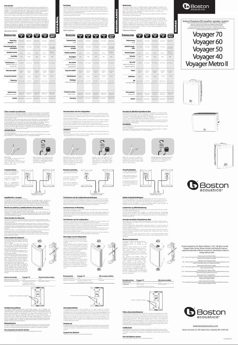 Página 1 del manual Manual de usuario Boston Acoustics Voyager 40
