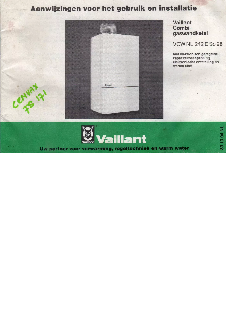 Page 1 de la notice Manuel utilisateur Vaillant VCW NL 242 E So 28