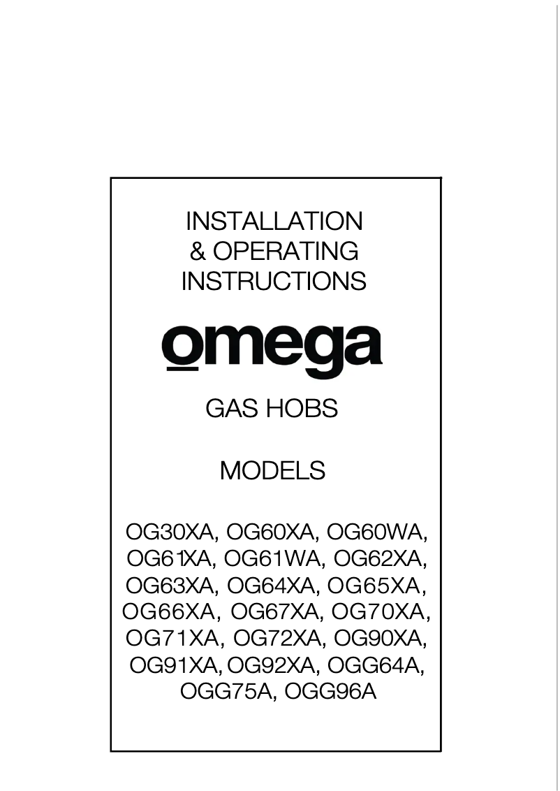 Page 1 de la notice Manuel utilisateur Omega OGG96A