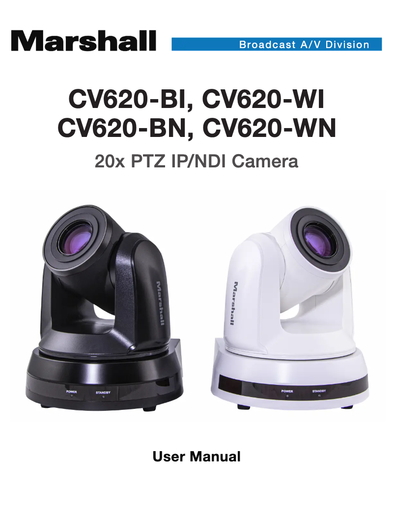 Page 1 de la notice Manuel utilisateur Marshall Electronics CV620-BI