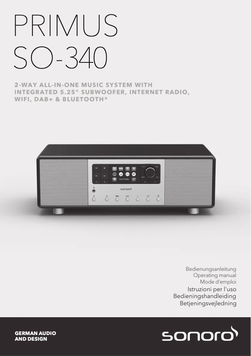 Page 1 de la notice Manuel utilisateur Sonoro Primus SO-341