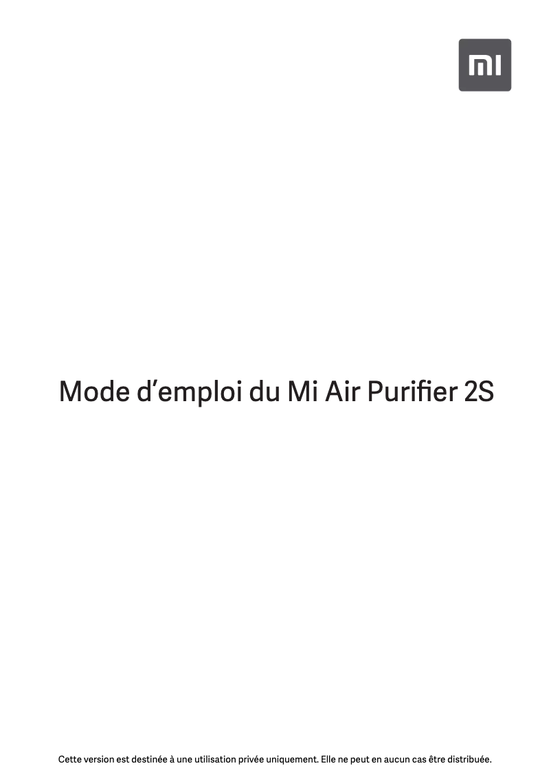Page 1 de la notice Manuel utilisateur Xiaomi Mi Air Purifier 2S