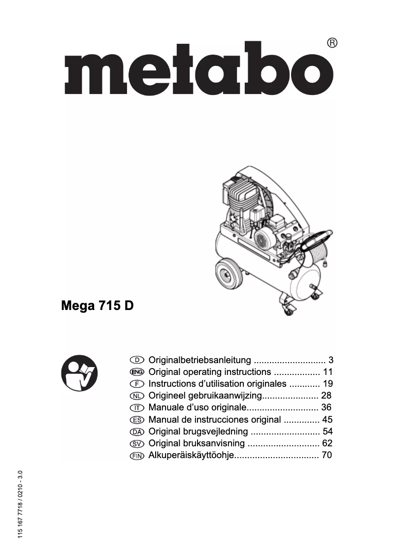 Image de la première page du manuel de l'appareil Mega 715 D