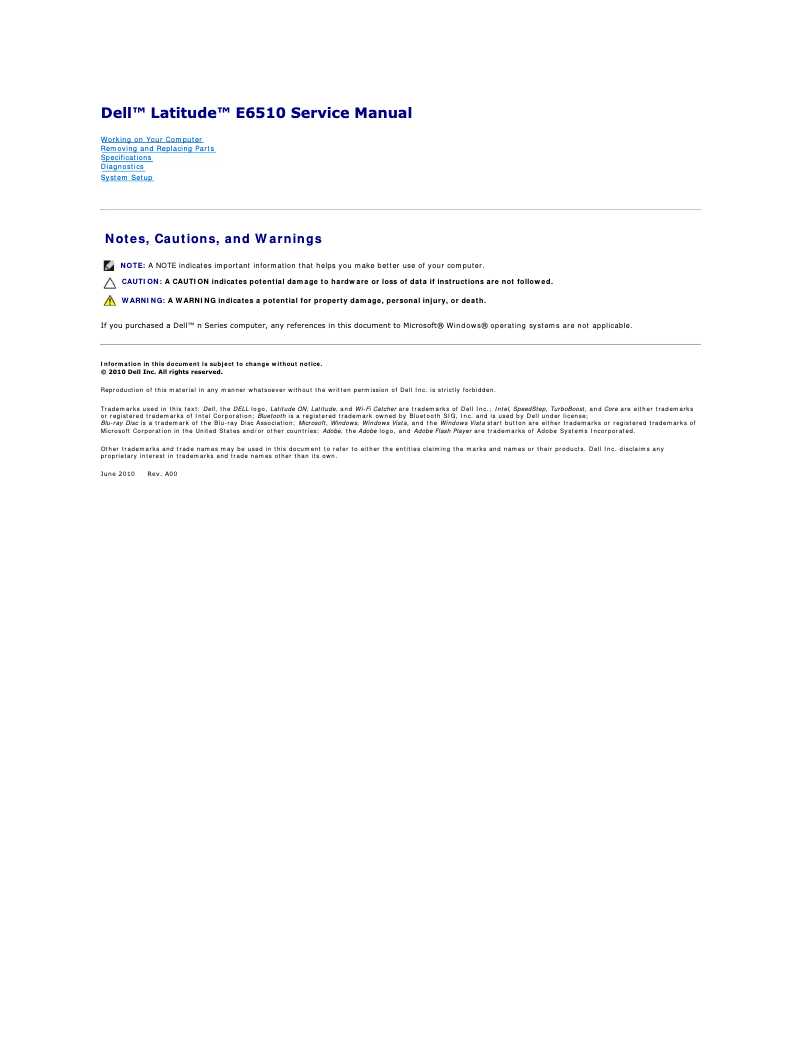 Page n°1 - Manuel utilisateur Dell Latitude E6510