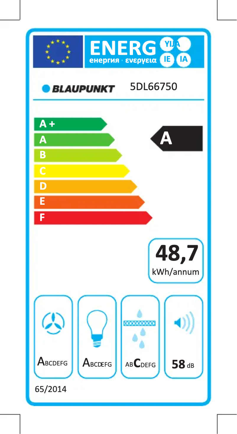 Page n°1 - Label énergétique Blaupunkt 5DL66750