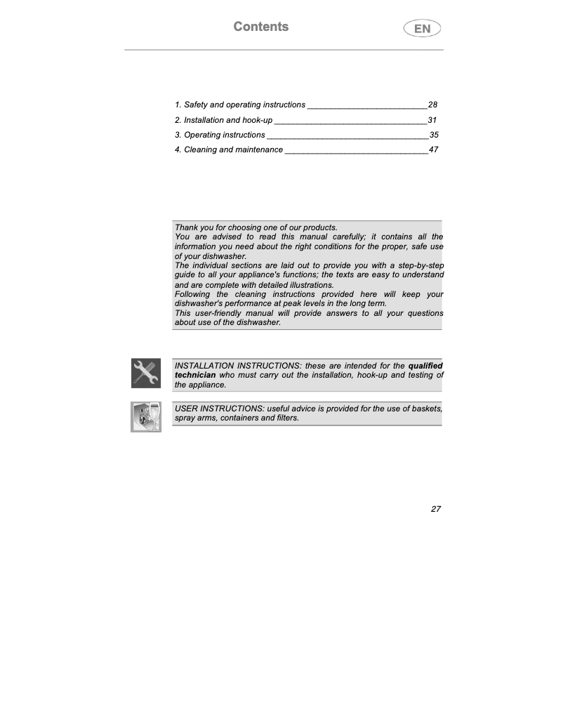 Image de la première page du manuel de l'appareil DW7 60 FI