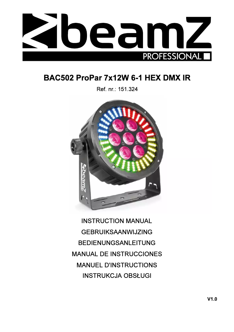 Page n°1 - Manuel utilisateur BeamZ BAC502