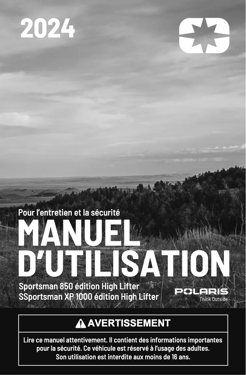 Page 1 de la notice Manuel utilisateur Polaris Sportsman 850 High Lifter Edition (2024)