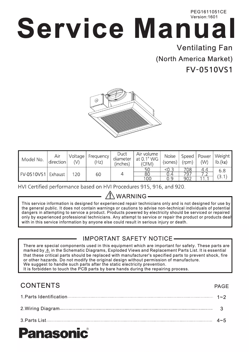 Image de la première page du manuel de l'appareil FV-0510VS1
