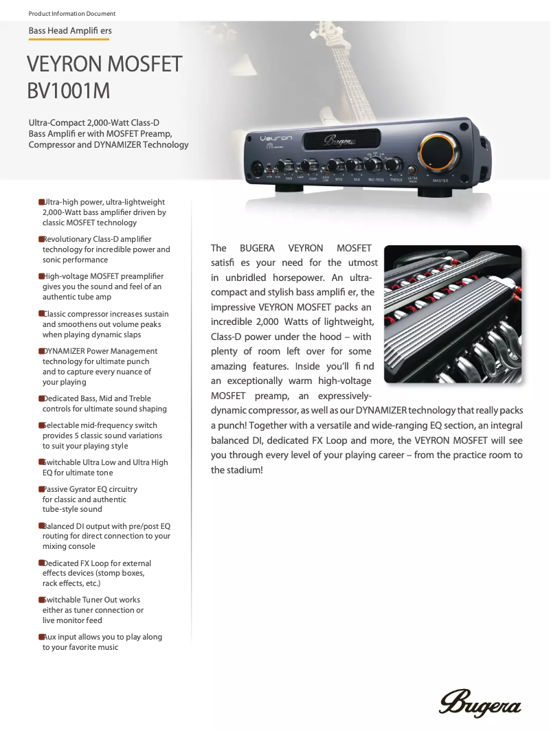 Image de la première page du manuel de l'appareil Veyron Mosfet BV1001M