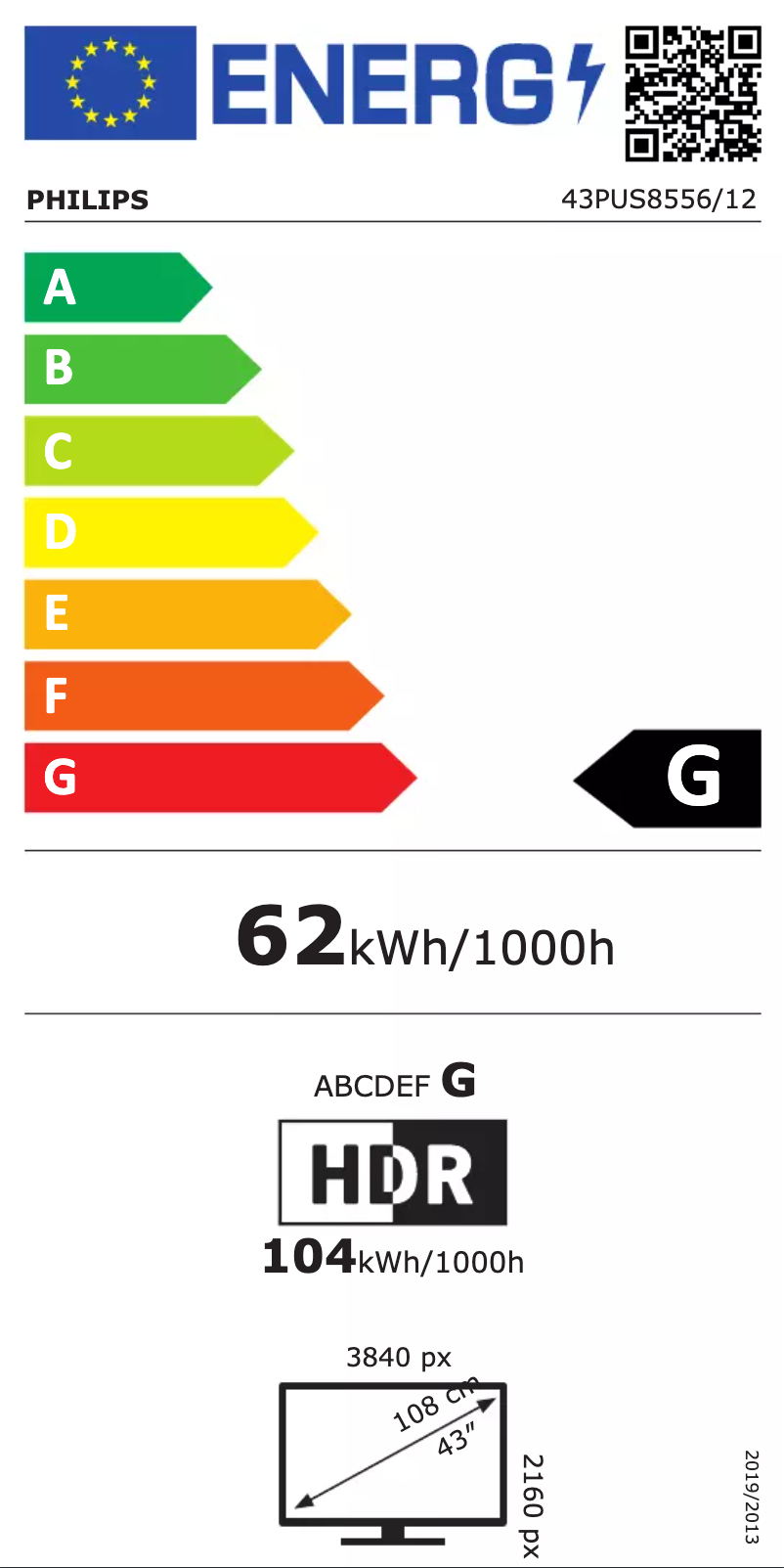 Page n°1 - Label énergétique Philips 43PUS8556
