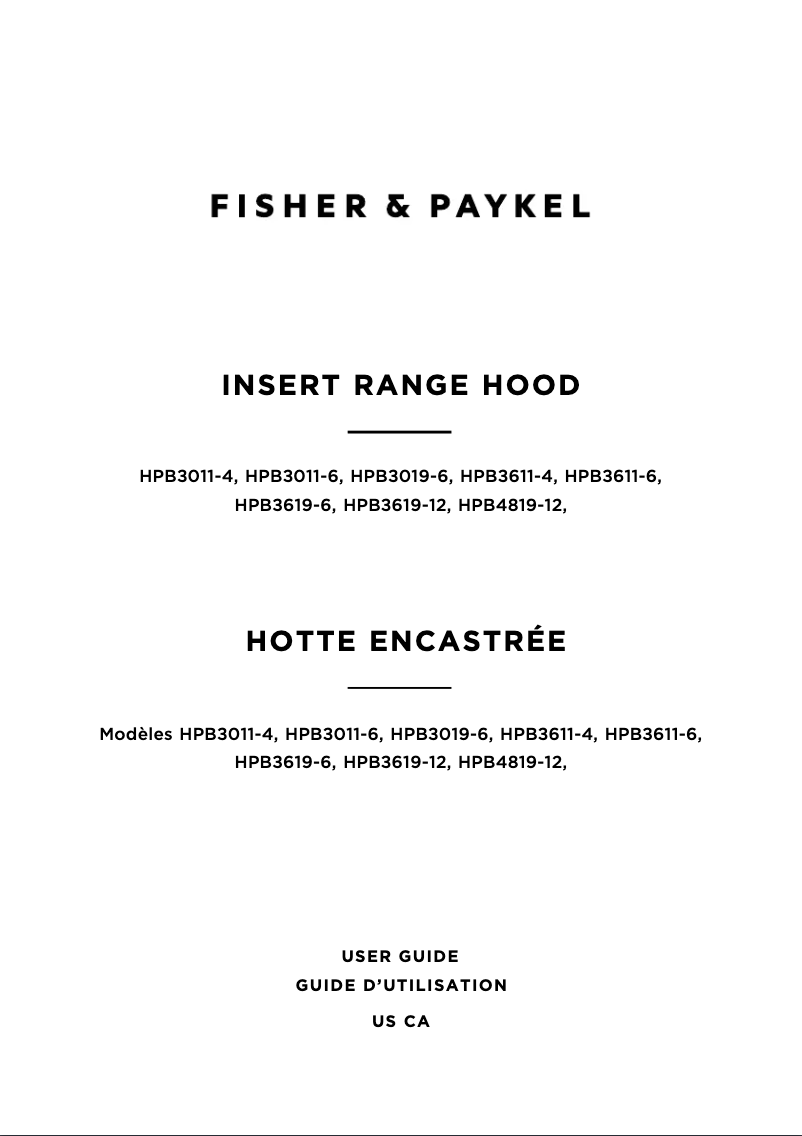 Page n°1 - Manuel utilisateur Fisher & Paykel HPB3619-12