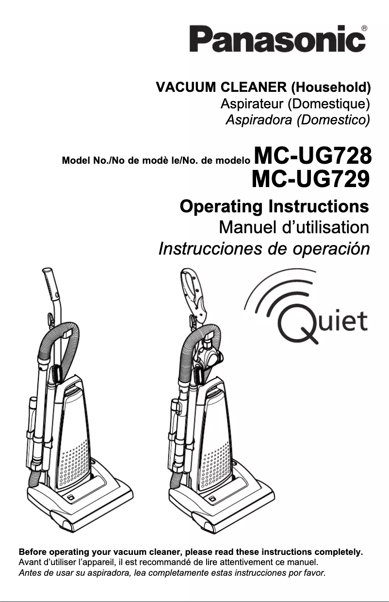 Page 1 de la notice Manuel utilisateur Panasonic MC-UG729