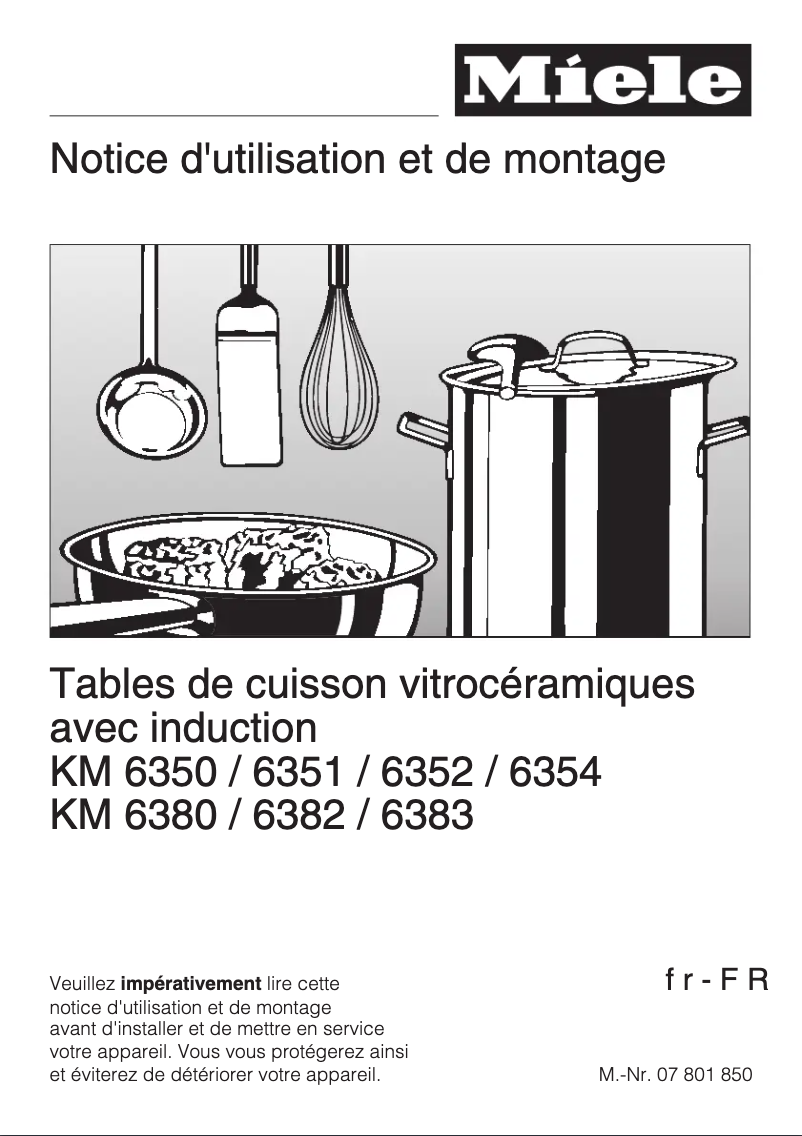 Page n°1 - Manuel utilisateur Miele KM 6352