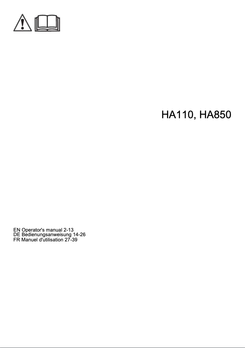 Page n°1 - Manuel utilisateur Husqvarna HA110