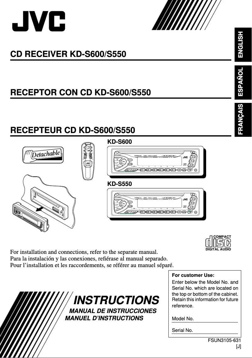 Image de la première page du manuel de l'appareil KD-S600