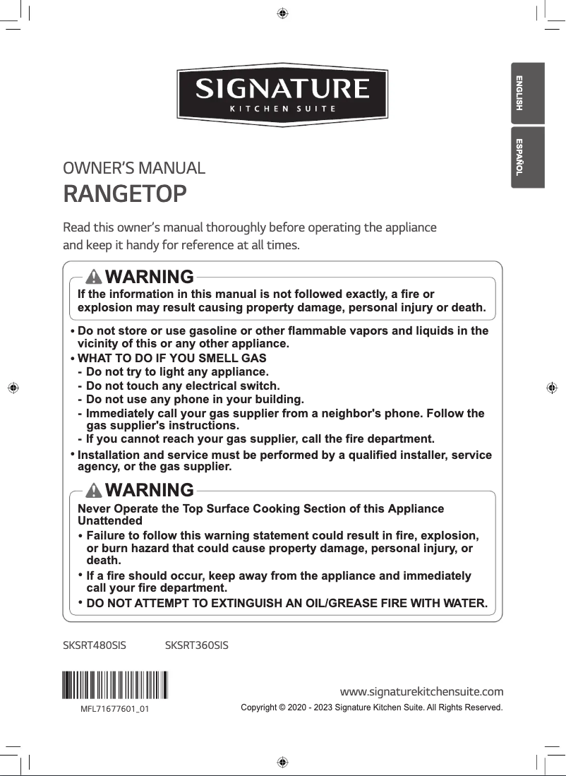 Page n°1 - Manuel utilisateur Signature SKSRT360SIS