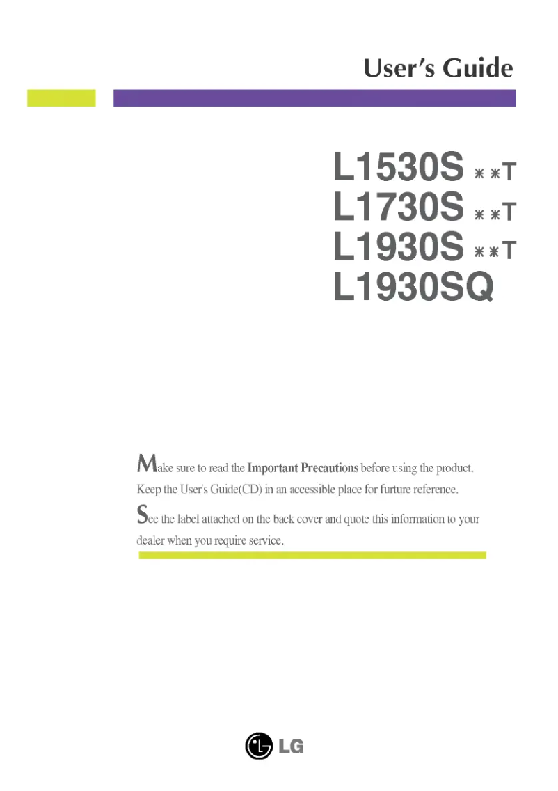 Page n°1 - Manuel utilisateur LG L1930SGNT