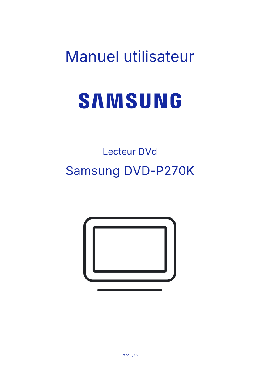 Page n°1 - Manuel utilisateur Samsung DVD-P270K