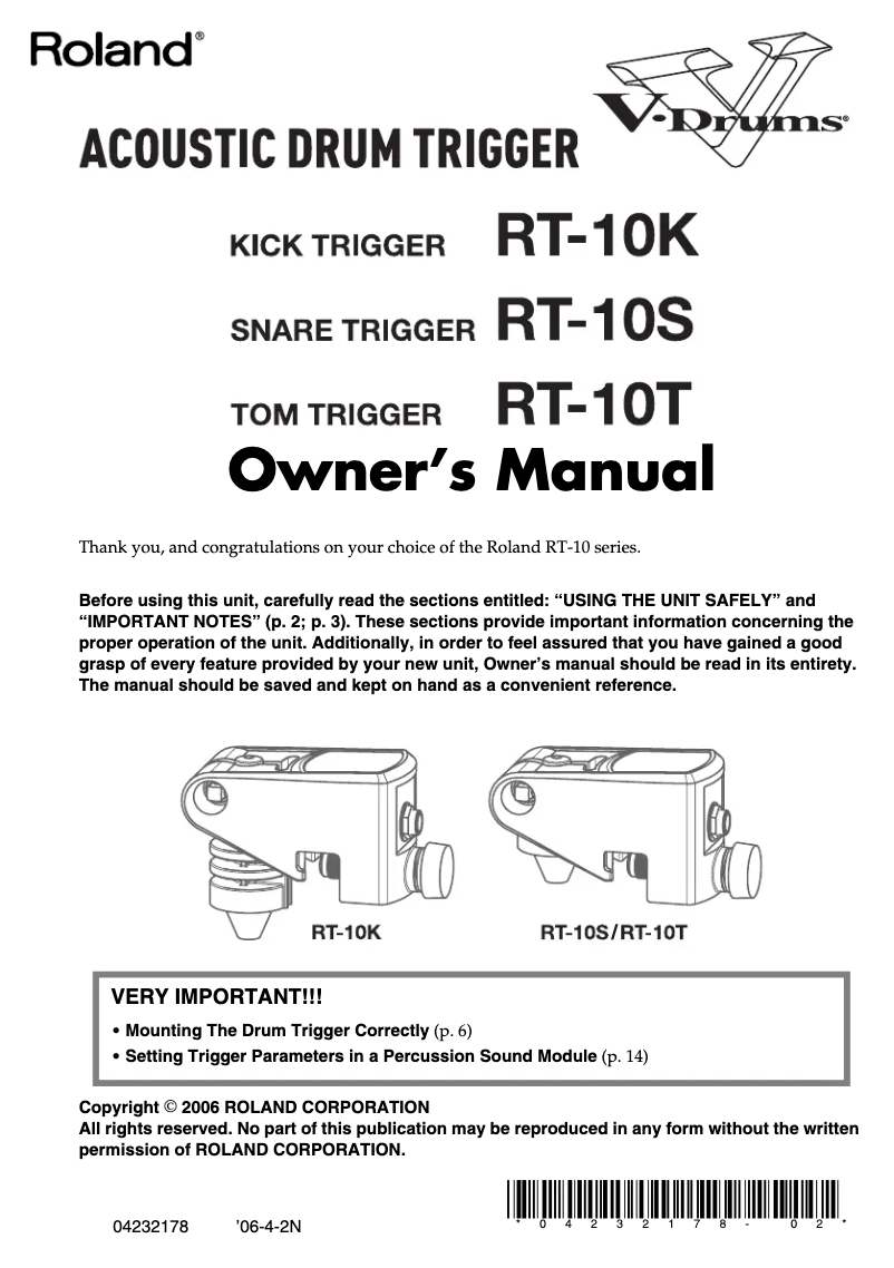 Página 1 del manual Manual de usuario Roland RT-10
