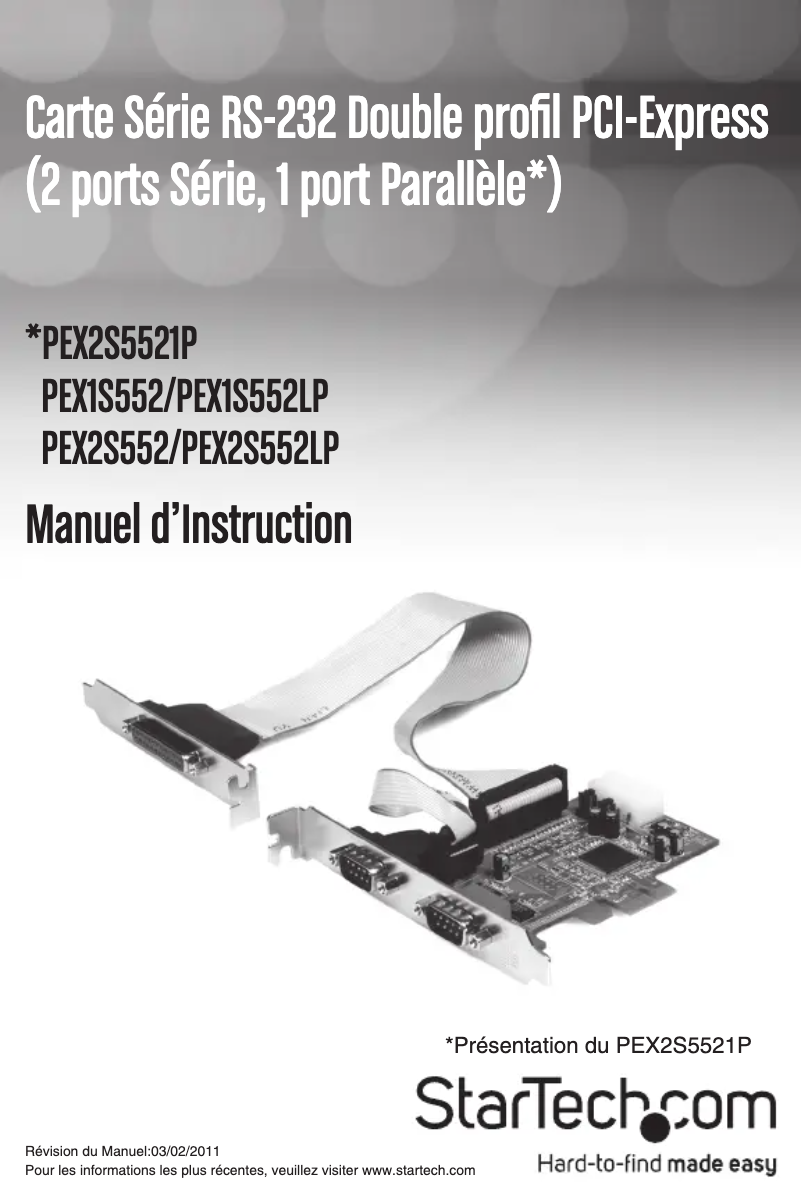 Page 1 de la notice Manuel utilisateur StarTech.com PEX2S552LP