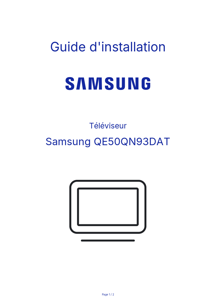 Page n°1 - Guide d'installation Samsung QE50QN93DAT