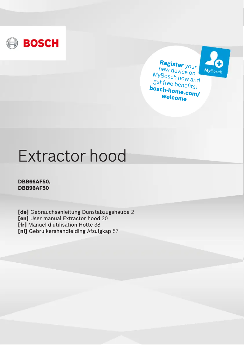 Page 1 de la notice Manuel utilisateur Bosch DBB96AF50