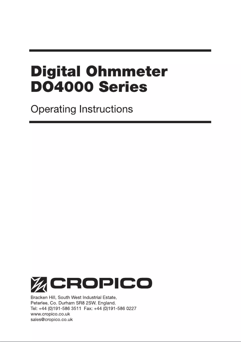 Page n°1 - Manuel utilisateur Cropico DO4002