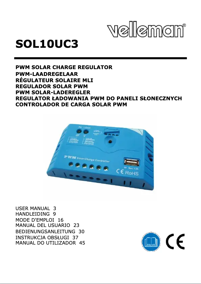 Page n°1 - Manuel utilisateur Velleman SOL10UC3