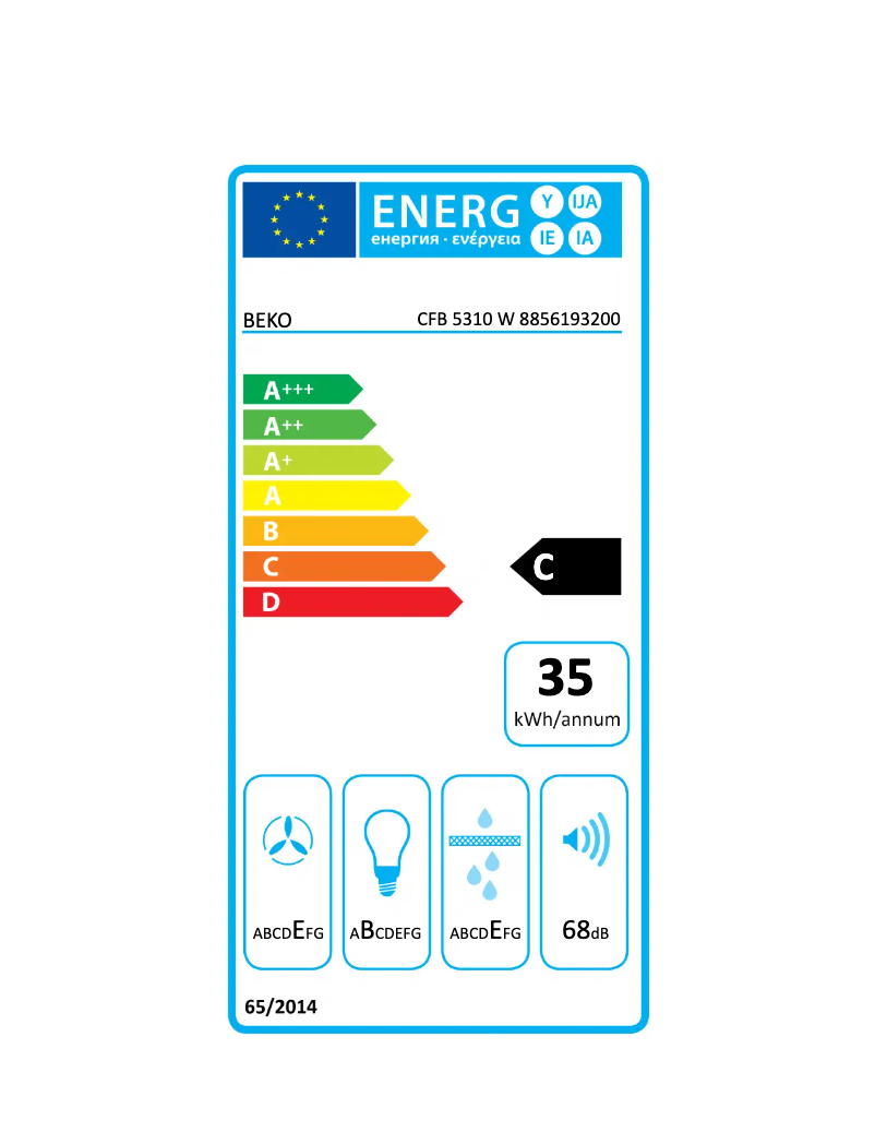Page n°1 - Label énergétique Beko CFB 5310 W
