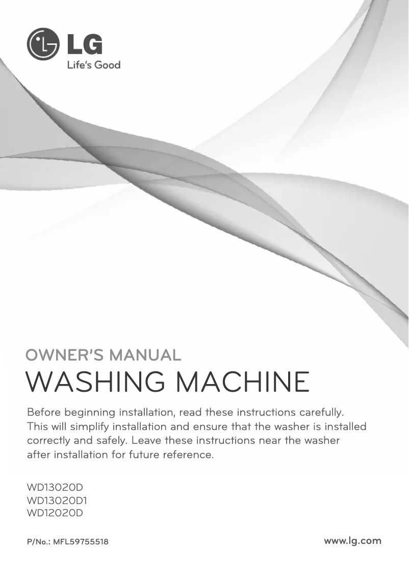 Page n°1 - Manuel utilisateur LG WD13020D