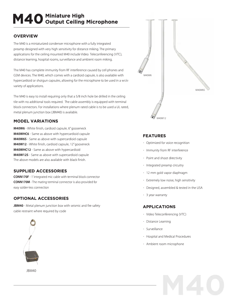 Image de la première page du manuel de l'appareil M40