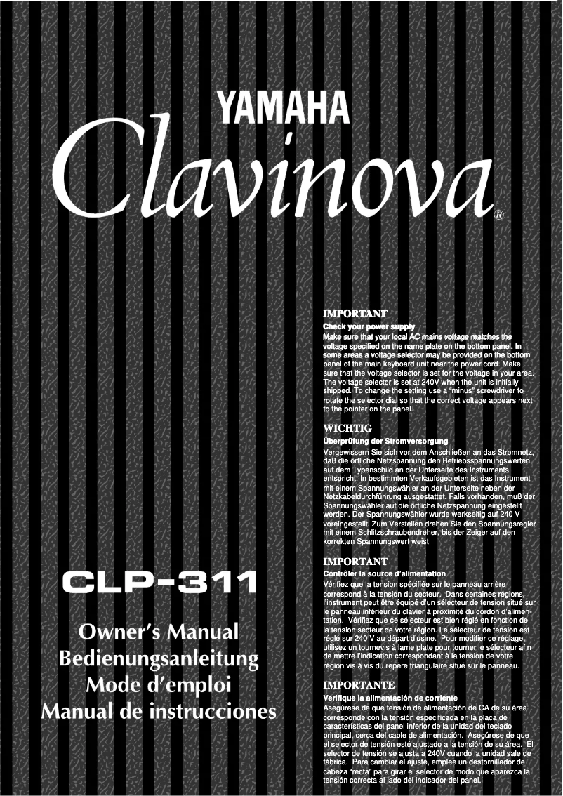 Page 1 de la notice Manuel utilisateur Yamaha Clavinova CLP-311