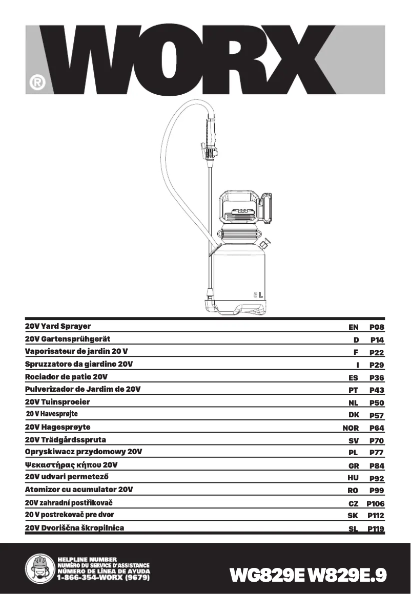 Page n°1 - Manuel utilisateur Worx HydroShot WG829E
