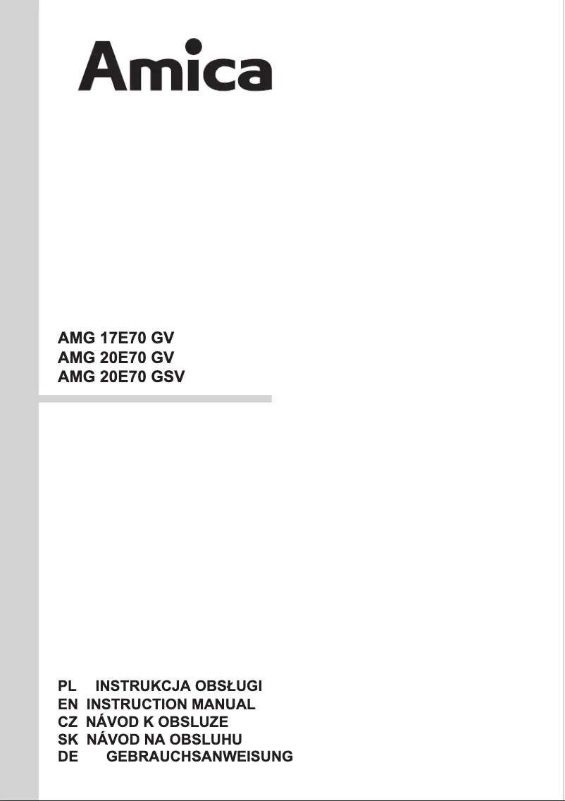 Page 1 de la notice Manuel utilisateur Amica AMG20E70GSV