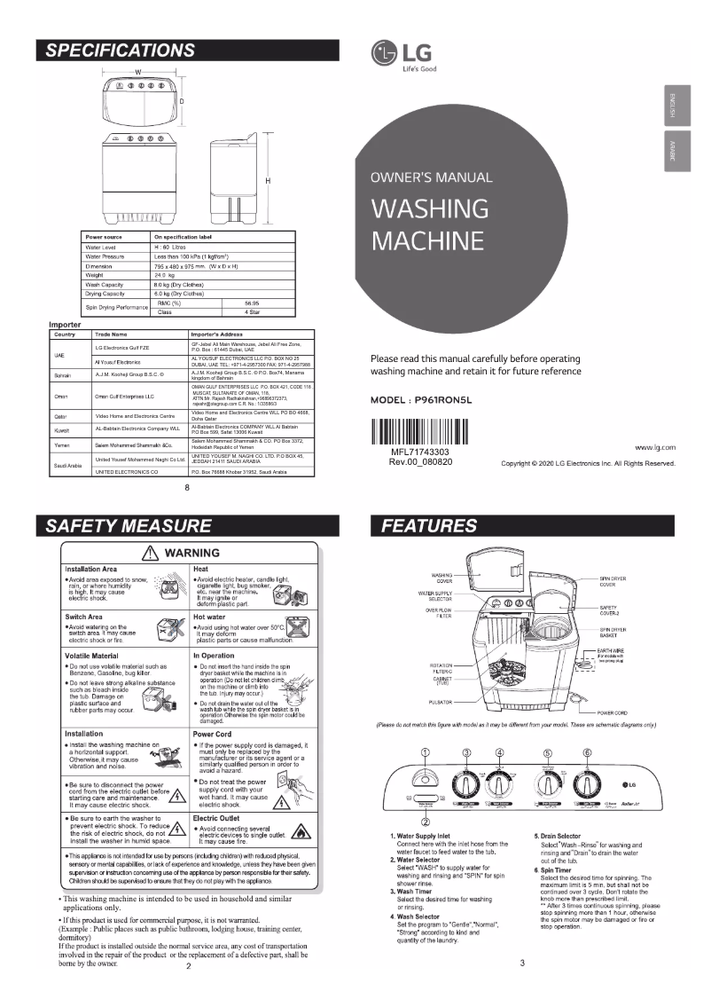 Page n°1 - Manuel utilisateur LG P961RON5L