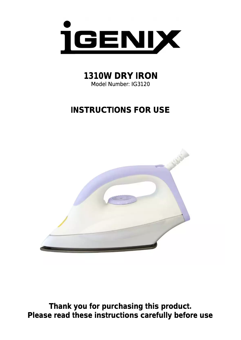 Page 1 de la notice Manuel utilisateur Igenix IG3120