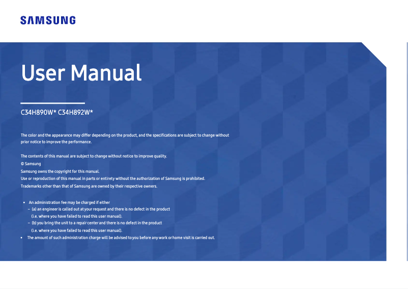 Page n°1 - Manuel utilisateur Samsung C34H890WGC