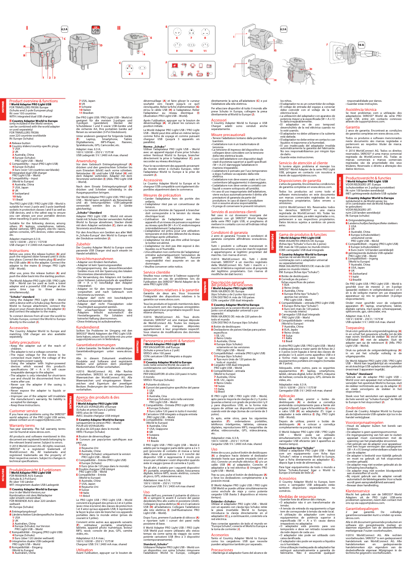 Page 1 de la notice Manuel utilisateur Skross Pro Light