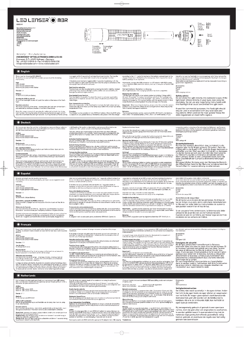 Página 1 del manual Manual de usuario Ledlenser M3R