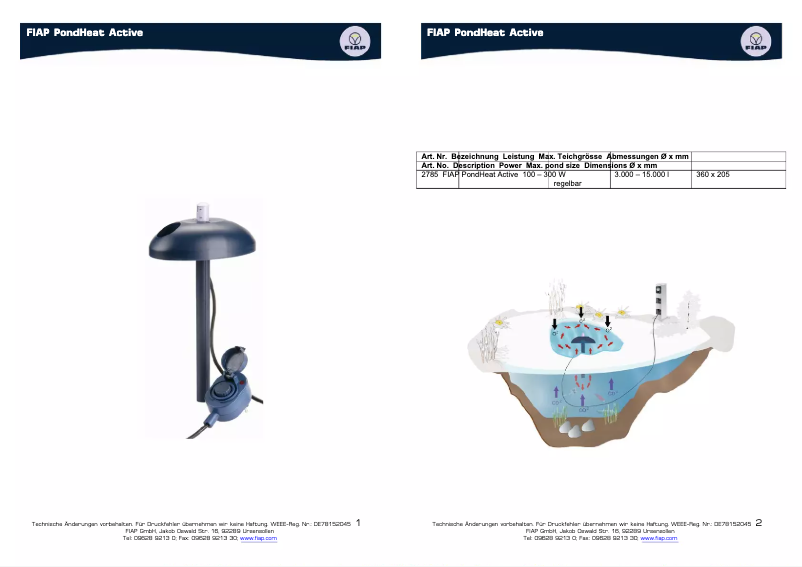 Página 1 del manual Manual de usuario Fiap PondHeat Active