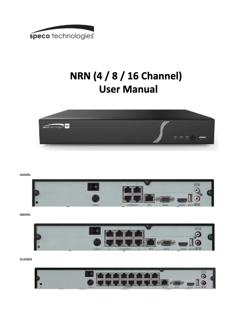 Page 1 de la notice Manuel utilisateur Speco Technologies N8WNRN