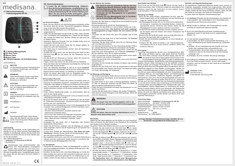 Image de la première page du manuel de l'appareil LM 100