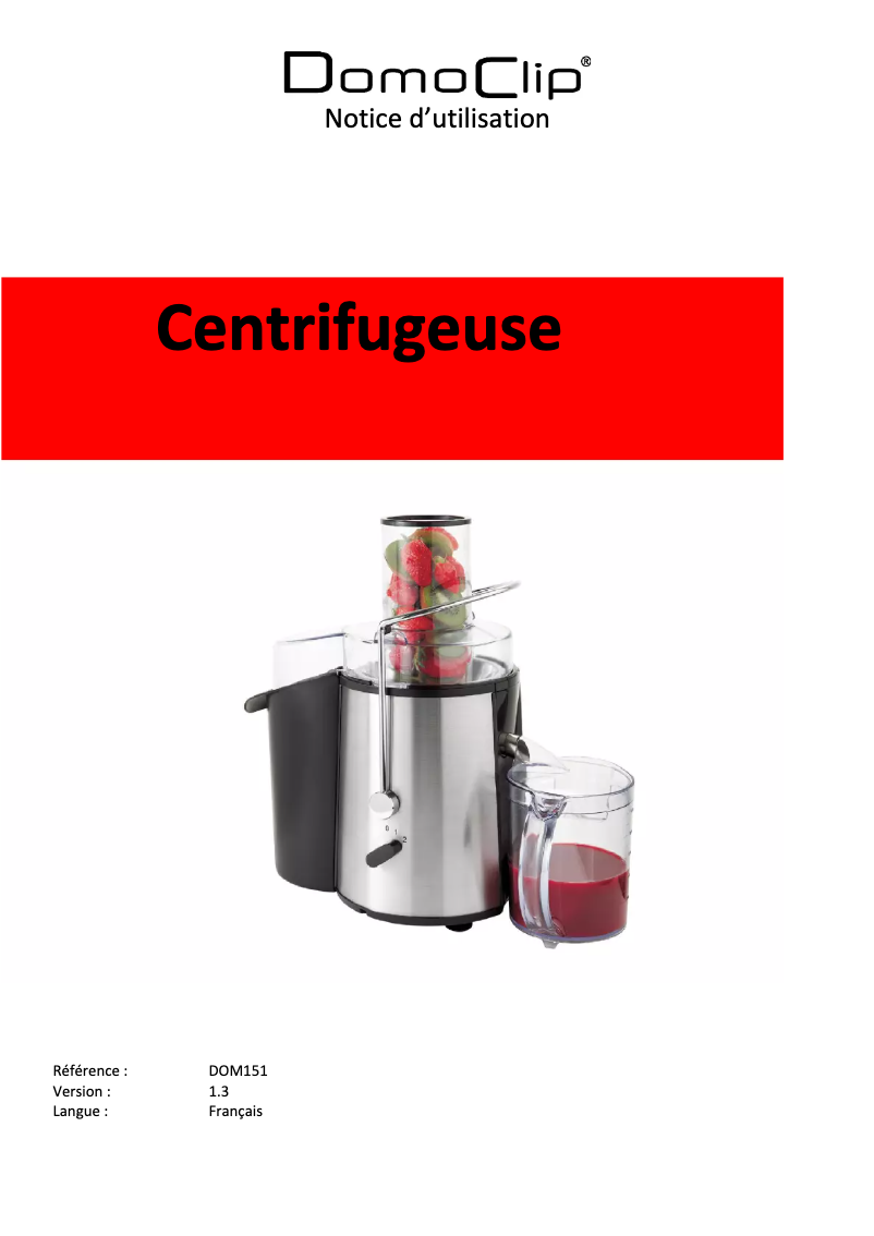 Page n°1 - Manuel utilisateur Domoclip DOM151