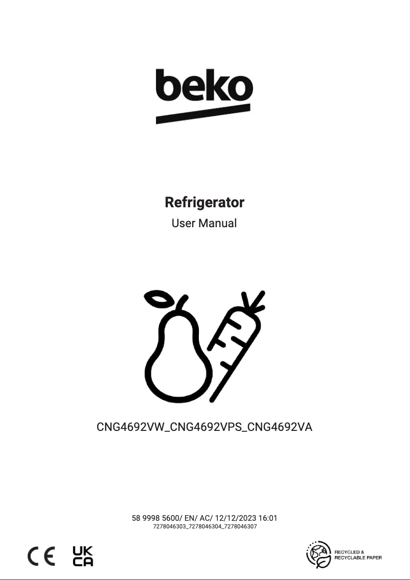 Image de la première page du manuel de l'appareil CNG4692VA