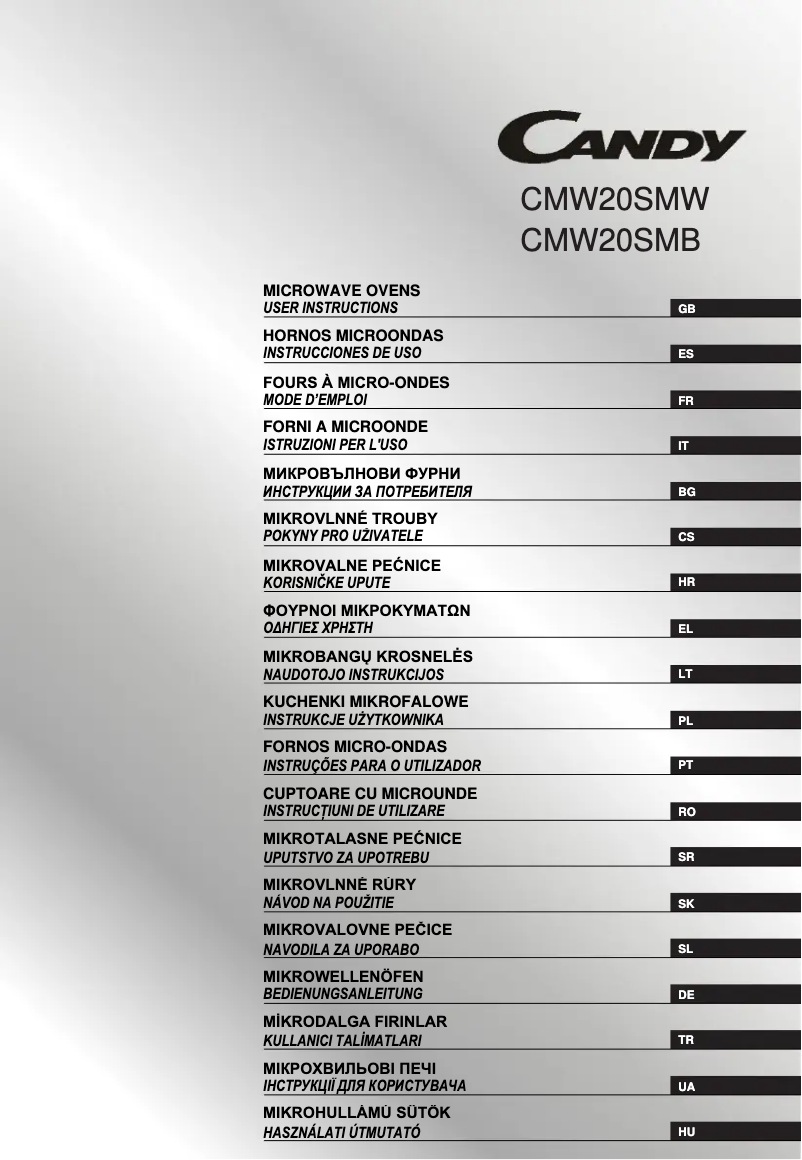 Page 1 de la notice Manuel utilisateur Candy CMW20SMW