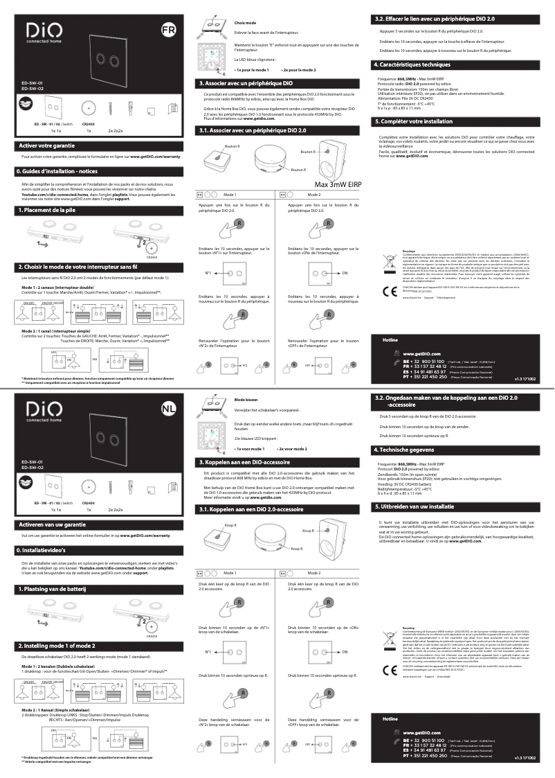 Page 1 de la notice Manuel utilisateur DiO ED-SW-12