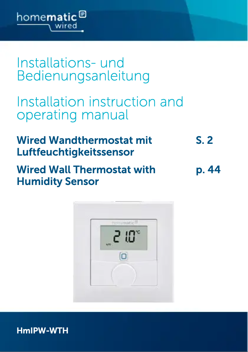 Page n°1 - Manuel utilisateur Homematic IP HMIPW-WTH
