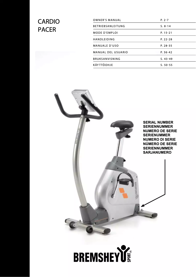 Page 1 de la notice Manuel utilisateur Bremshey Cardio Pacer